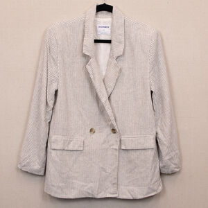 Old Navy double breasted striped linen blend blazer-M